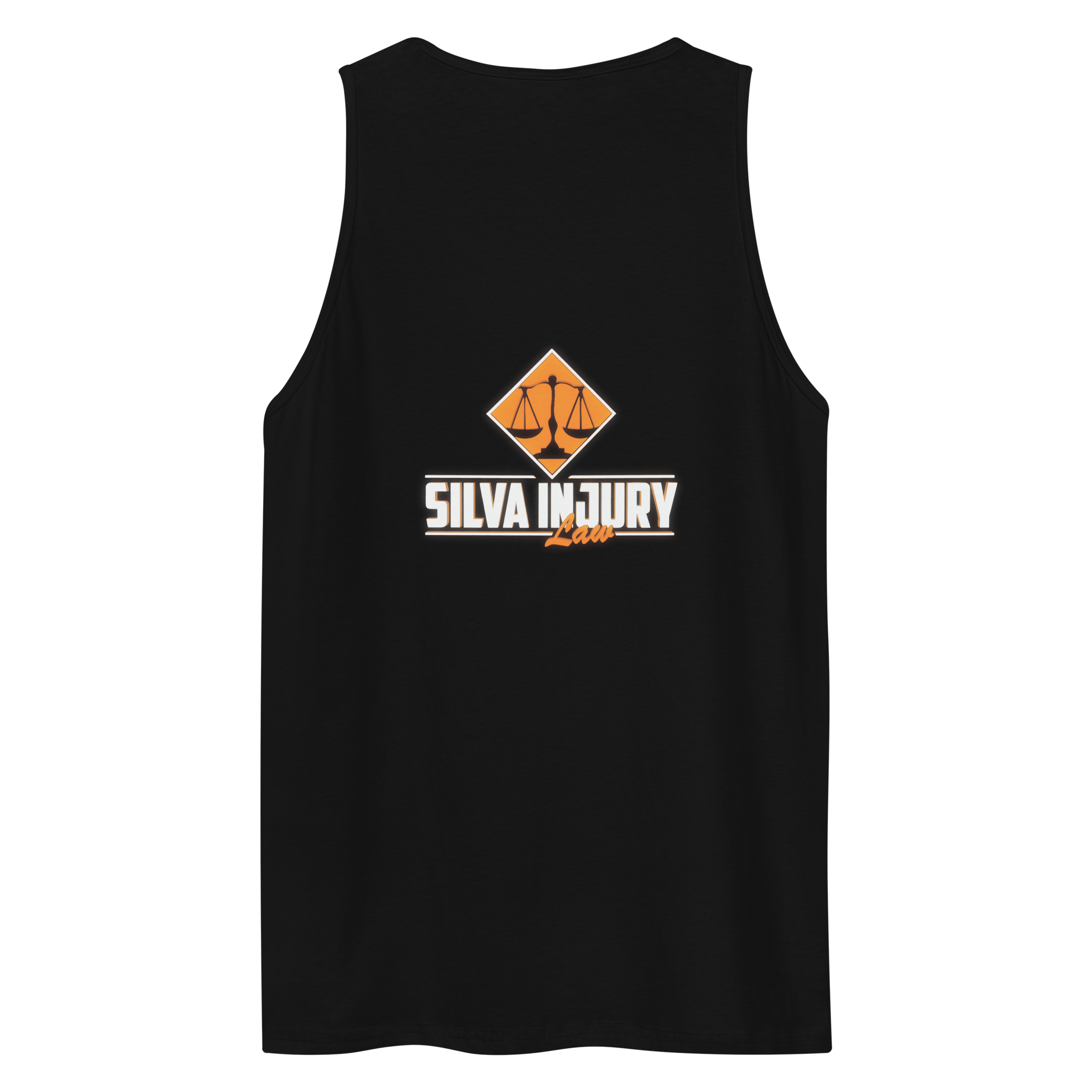 Black tank top with 'Silva Injury' logo on a white background