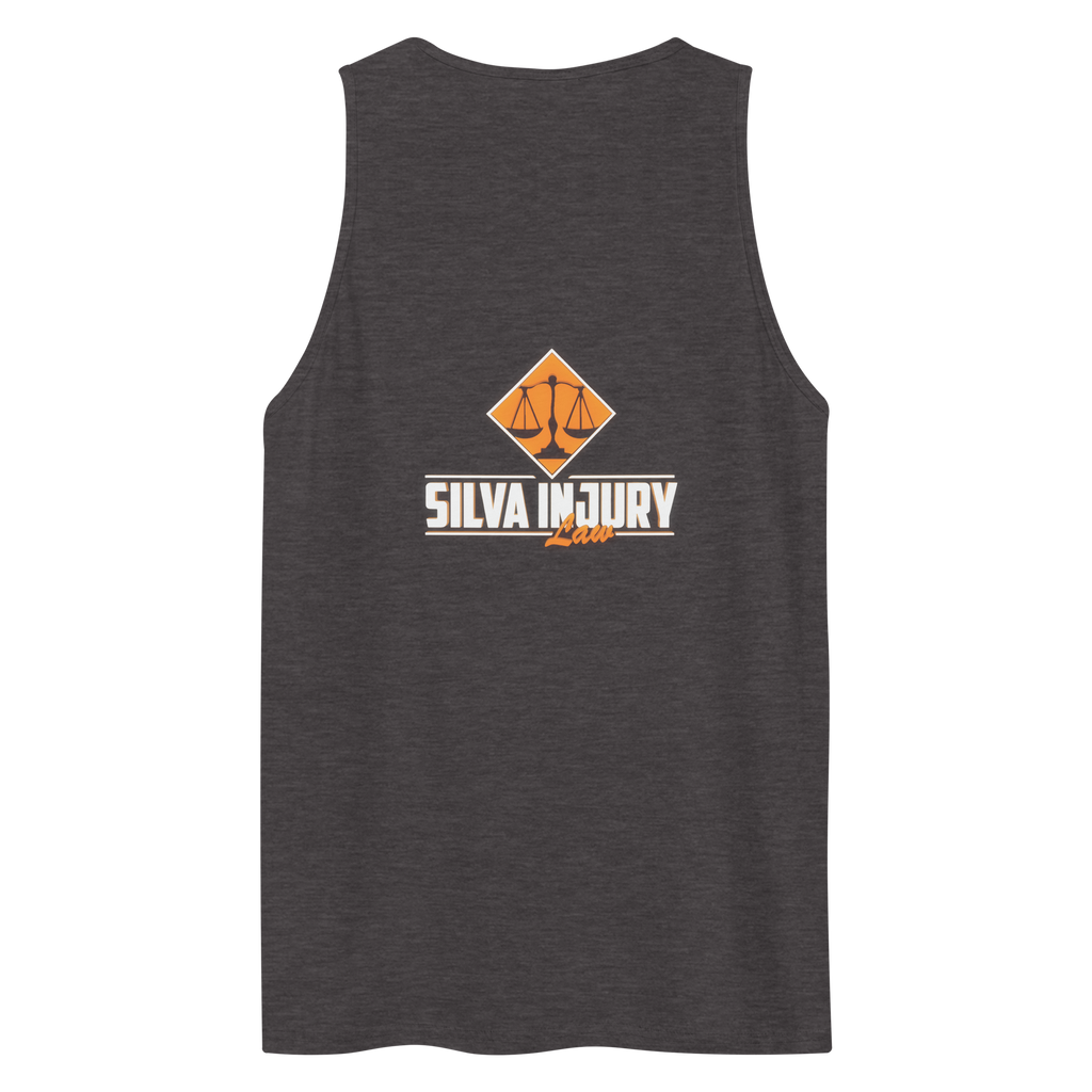 Dark gray tank top with 'Silva Injury' logo on the back against a white background