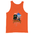 Orange tank top with graphic design and 'Thunderclap' text on a white background